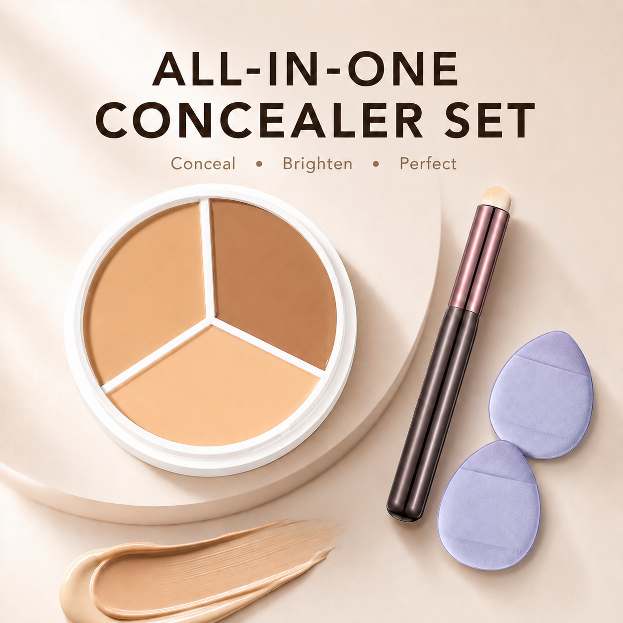 ✨3-Color Concealer & Corrector Palette – Full Coverage