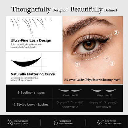 ⏰ LIMITED-TIME DEAL BUY 1 GET 1 FREE-3-in-1 Lower Lash, Eyeliner & Beauty Mark Stamp Kit