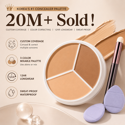 ✨3-Color Concealer & Corrector Palette – Full Coverage