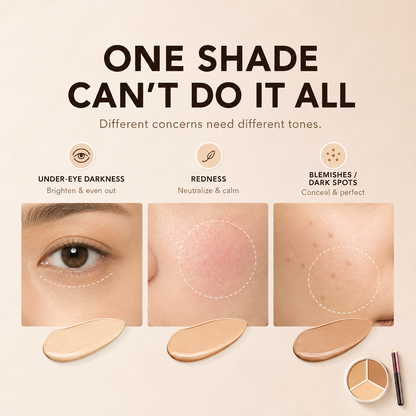 ✨3-Color Concealer & Corrector Palette – Full Coverage
